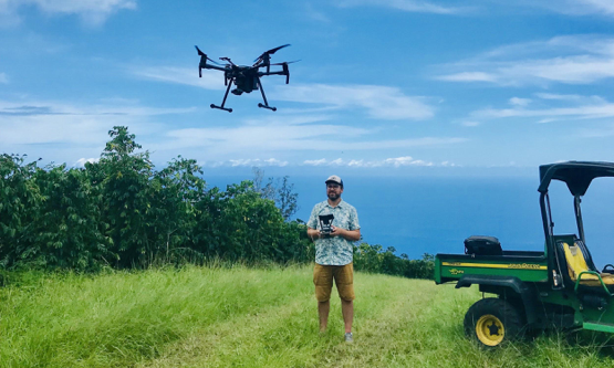Greg Crutsinger flying a drone